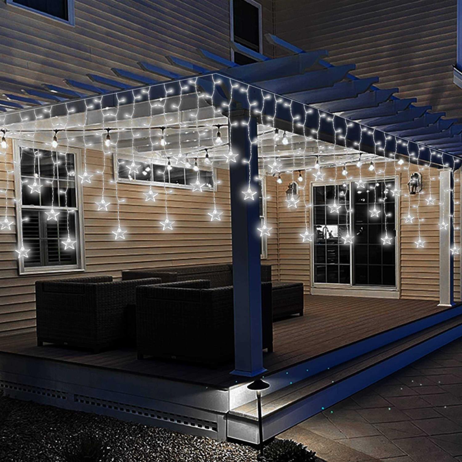 kemooie 150 Led Icicle Christmas Lights with Star 8 Twinkle Modes Icicle Lights Outdoor - Image 5