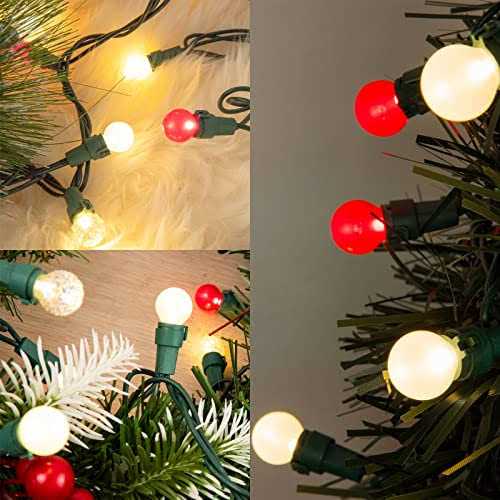KAiSnova 70 Led Christmas Lights Outdoor Decorations 19FT Red White String Light with Pearlized Glass Bulbs UL Certified Globe String Lights - Image 3