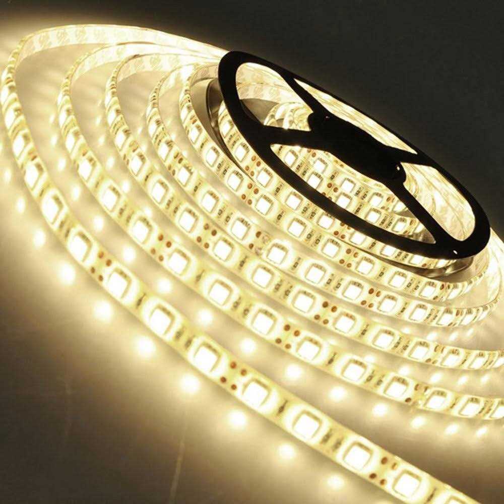 Joylit 12V Warm White LED Strip Lights 3000-3500k 16.4ft/5M Ip65 Waterproof 5050 SMD 300LEDs Cuttable Flexible Self Adhesive Tape Light for Bedroom - Image 4