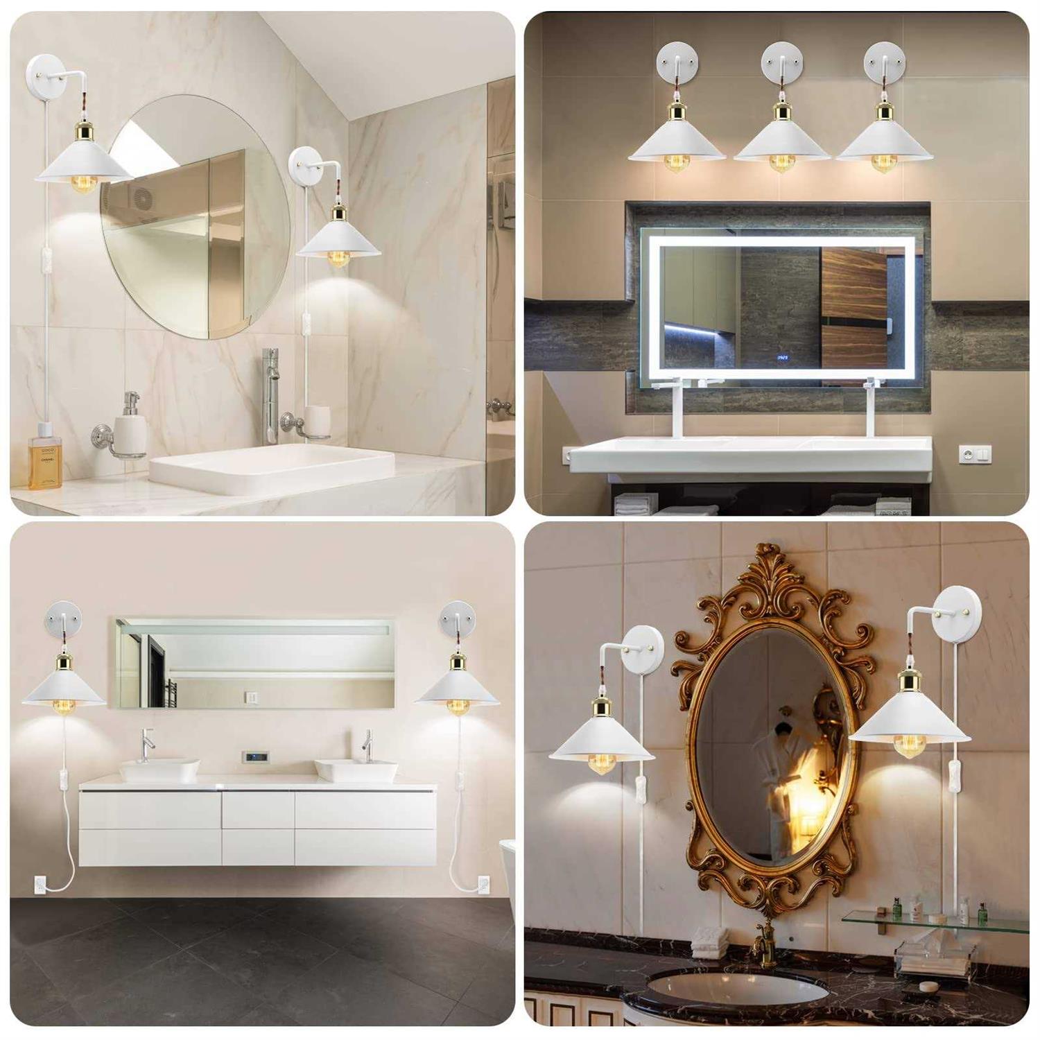 KEWANNO Plug in Wall Sconces 2PACK Vinatge Wall Lamp with Plug in Cord - Image 4