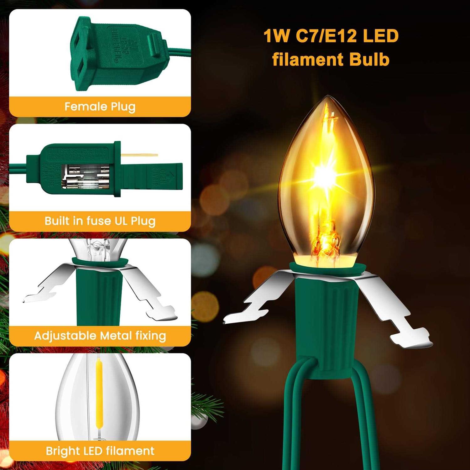 JOZDAUP Lighting System Green Accessory Cord C7 Spare Fuse Bulbs - Image 3