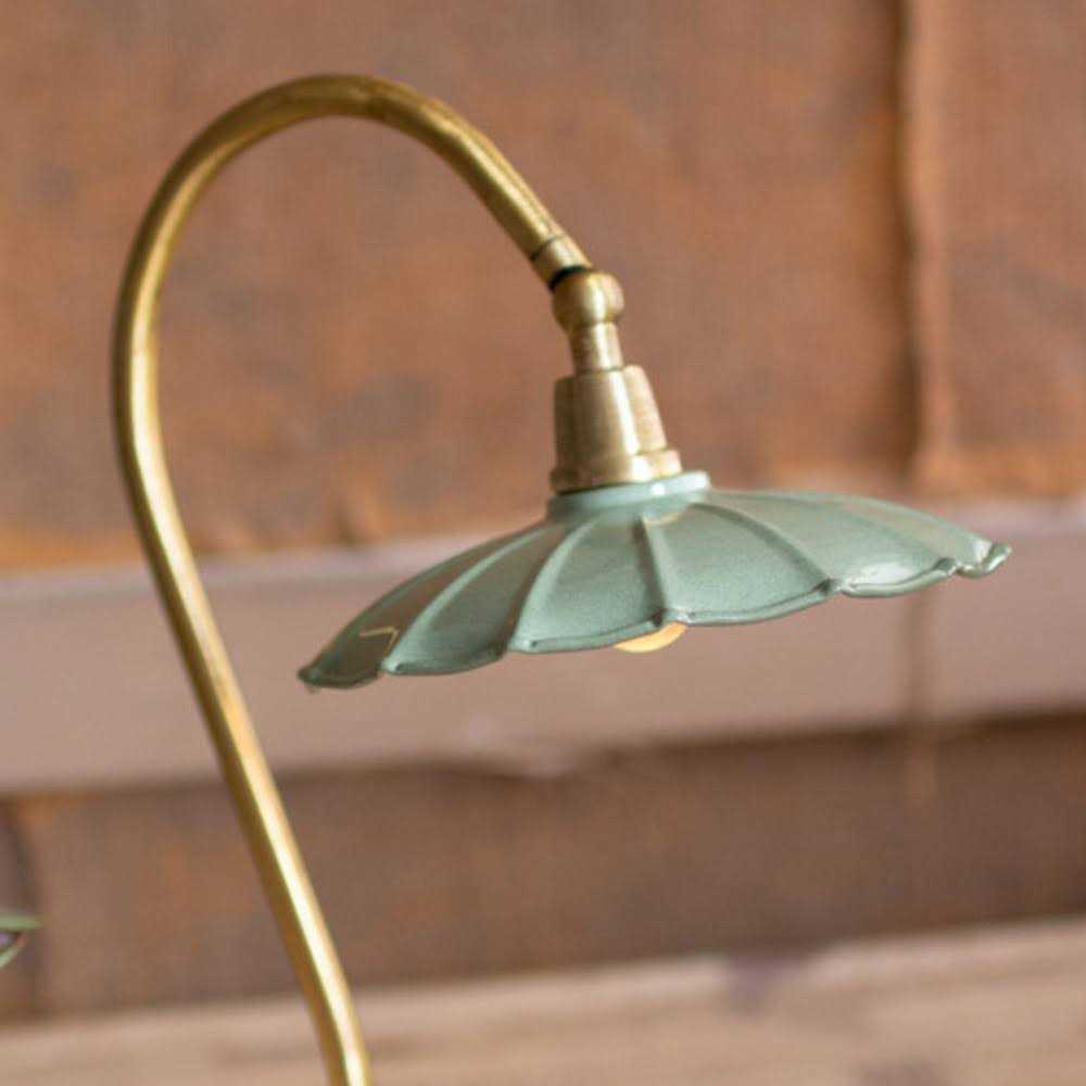 Kalalou Antique Brass Goose Neck Table Lamp with Enamel Shade - Image 5