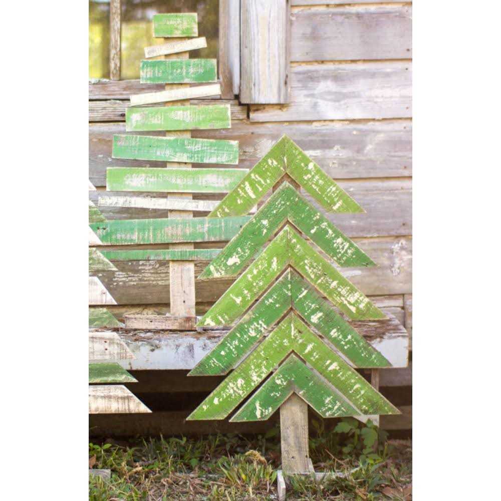 Kalalou Set of Three Recycled Wood Trees With Stands - Image 3