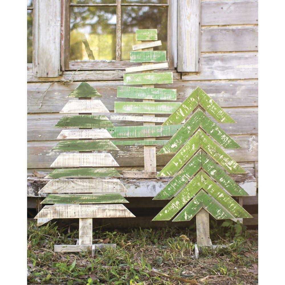Kalalou Set of Three Recycled Wood Trees With Stands - Image 4