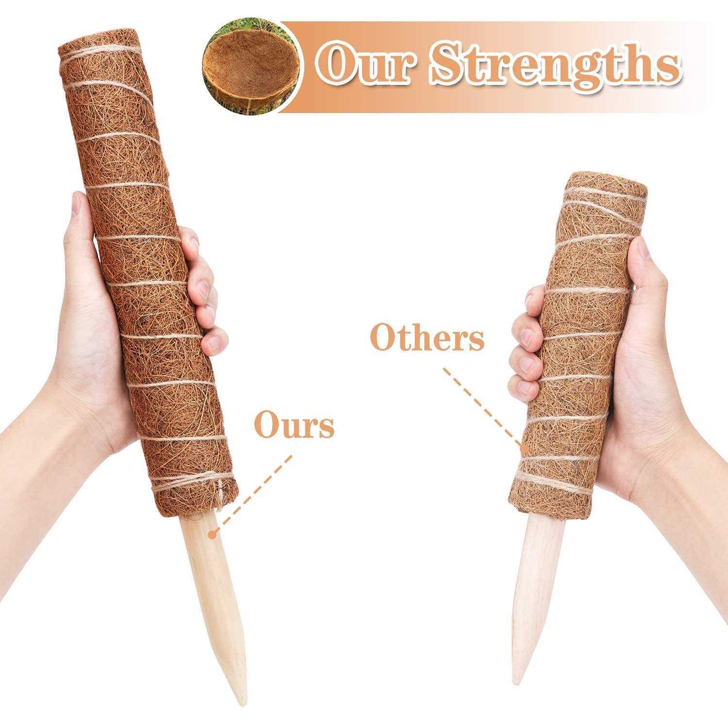 32IN Moss Pole, 2 Pack 16IN Moss Coir Totem Pole for Pothos, Moss Plant Stick, Indoor Plant Stake, Small Moss Pole for Monstera and Climbing Indoor - Image 3