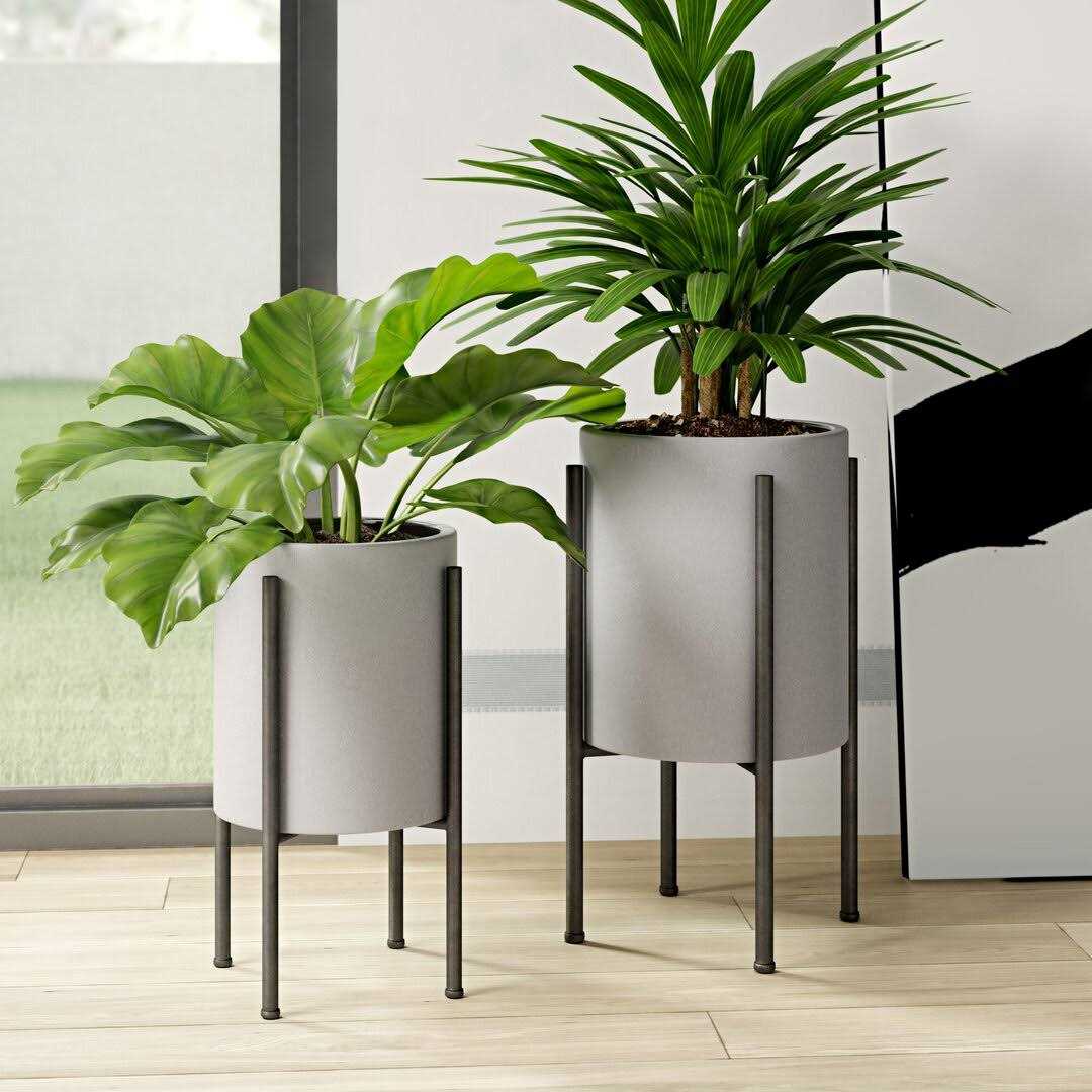 Joss & Main Stacia 2-Piece Metal Pot Planter - Image 4