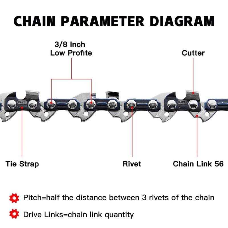 KAKEI 16 Inch Chainsaw Chain 3/8 LP Pitch, 050 Gauge, 56 Drive Links Fits Craftsman, Poulan, Ryobi, Echo, Greenworks and More - Image 4